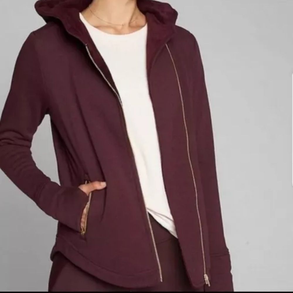 Athleta Women’s Easy Cozy Karma Jacket Cassis SIZE Medium #158372 maroon EUC!